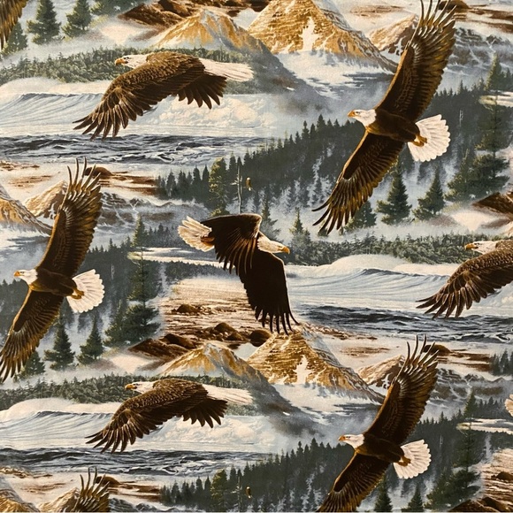 David Textiles 44" Cotton Soaring Along the Shores Fabric 2.75 Yards Bald Eagles - Picture 2 of 5